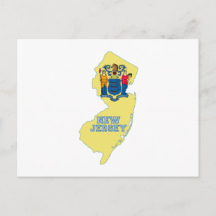 NewJersey-Karte Gestaltete Staatsflagge mit Namen Postkarte