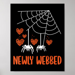 Newly Webbed Halloween Newlywed Bride And Groom We Poster