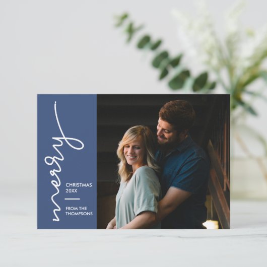 Newly Wed Merry Frohe Weihnachts-Script-Foto Karte (Stehend Vorderseite)