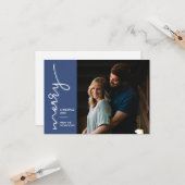 Newly Wed Merry Frohe Weihnachts-Script-Foto Karte (Vorderseite/Rückseite Beispiel)