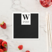 Newly Wed Monogram black minimalist Wedding Serviette (Beispiel)