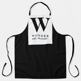 Newly Wed Monogram black modern Wedding Schürze