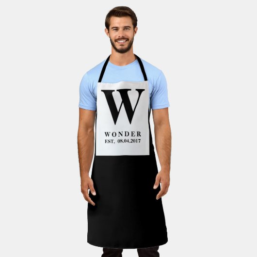 Newly Wed Monogram black modern Wedding  Schürze (Getragen)