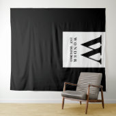 Newly Wed Monogram black Wedding backdrop Wandteppich (Beispiel (Horizontal))