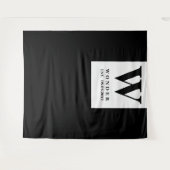 Newly Wed Monogram black Wedding backdrop Wandteppich (Vorderseite (Horizontal))