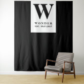 Newly Wed Monogram black Wedding backdrop Wandteppich (Beispiel)