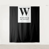 Newly Wed Monogram black Wedding backdrop Wandteppich (Vorderseite)