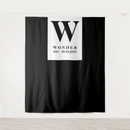 Newly Wed Monogram black Wedding backdrop Wandteppich