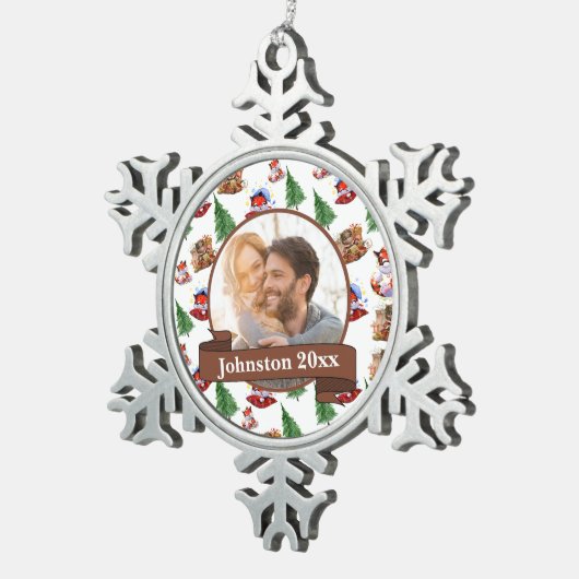 Newly Wed Mr. & Mrs. Schneeflocken Zinn-Ornament (Rechts)