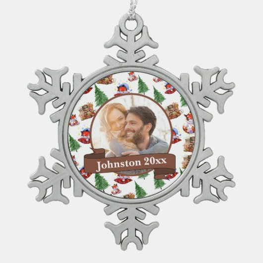 Newly Wed Mr. & Mrs. Schneeflocken Zinn-Ornament (Vorderseite)