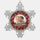 Newly Wed Mr. & Mrs. Schneeflocken Zinn-Ornament (Vorderseite)