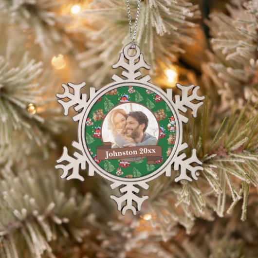 Newly Wed Mr. & Mrs. Schneeflocken Zinn-Ornament (Baum)