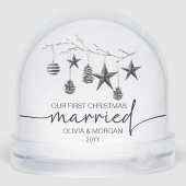 Newly weds first christmas married personalized schneekugeln (Rückseite)