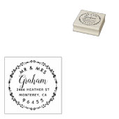 Newly Weds Mr. & Mrs. Rustic Script Rücksendeadres Gummistempel (Stempel)