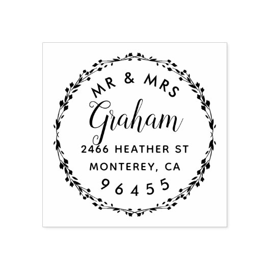 Newly Weds Mr. & Mrs. Rustic Script Rücksendeadres Gummistempel (Prägung)