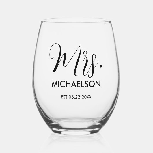 Newlylierte Typografie-Skript Weinglas Ohne Stiel (Vorderseite)