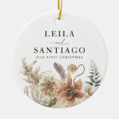 Newlyly First Christmas Boho Foto Keramik Ornament (Vorne)