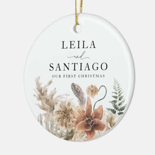 Newlyly First Christmas Boho Foto Keramik Ornament (Links)