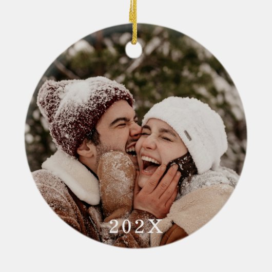Newlyly First Christmas Boho Foto Keramik Ornament (Hinten)
