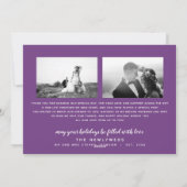 Newlywed Holiday Hand-Drawn Wird Purple Wird 4-Fot Feiertagskarte (Rückseite)