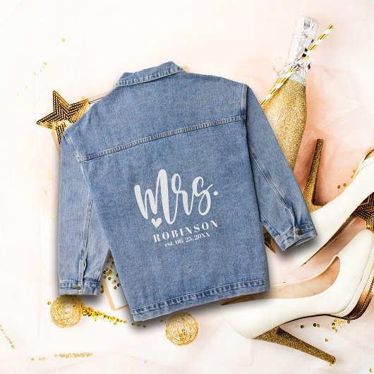 Newlywed Mrs. Wedding Bride Denim Jacket Jeansjacke