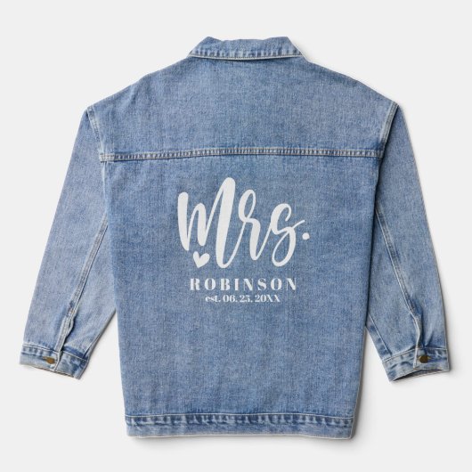 Newlywed Mrs. Wedding Bride Denim Jacket Jeansjacke (Rückseite)