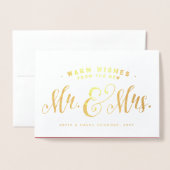 Newlywed warm wishes Mr & Mrs elegant Christmas Folienkarte (Vorderseite mit Umschlag)
