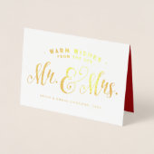 Newlywed warm wishes Mr & Mrs elegant Christmas Folienkarte (Vorderseite)
