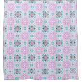 NEWLYWEDGIFT PINK GEOMETRIC FLORAL DUSCHVORHANG (Vorderseite)