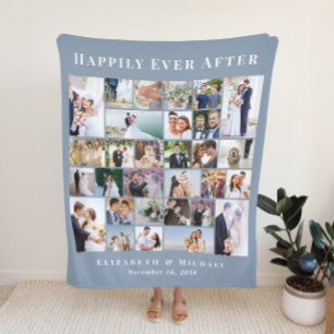 Newlyweds 30 Foto Collage Dusty Blue Wedding Fleecedecke