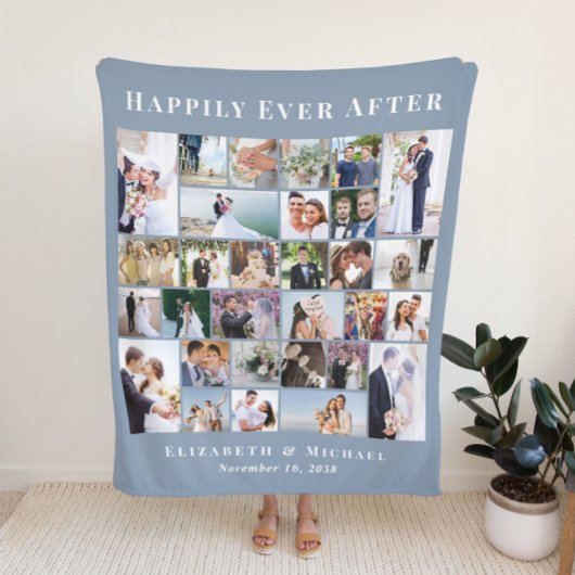 Newlyweds 30 Foto Collage Dusty Blue Wedding Fleecedecke