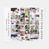 Newlyweds 30 Foto Collage White Wedding Fleecedecke (Vorderseite (Horizontal))