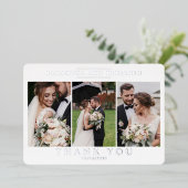 Newlyweds 3 Foto Wedding Danke Silver Folieneinladung (Stehend vorne)