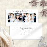 Newlyweds 4 Fotos Weißes Frohe Weihnachten<br><div class="desc">Neuigkeiten 4 Fotos White Script Weiß Frohe Weihnachten. Verfügbar in digitaler Form und gedruckt. Modern und minimalistisch,  mit einem stilvollen Set-Skript für Frohe Weihnachten. Ersetzen Sie die Beispielbilder durch Ihre eigenen Hochzeitsfavoriten und personalisieren Sie bei Bedarf die Erholung der Wörter auf jeder Seite.</div>