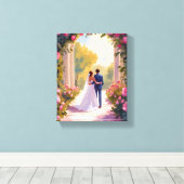 Newlyweds Bride & Groom Wedding Painting Leinwanddruck (Insitu (Holzboden))