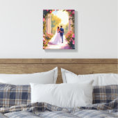 Newlyweds Bride & Groom Wedding Painting Leinwanddruck (Insitu (Schlafzimmer))
