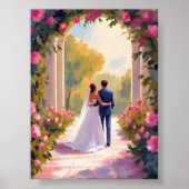 Newlyweds Bride & Groom Wedding Painting Poster (Vorne)