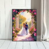 Newlyweds Bride & Groom Wedding Painting Poster