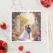 Newlyweds Bride & Groom Wedding Painting Serviette (Beispiel)