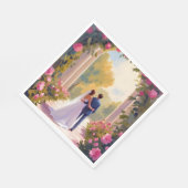 Newlyweds Bride & Groom Wedding Painting Serviette (Ecke)