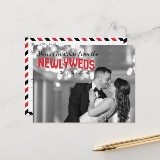 Newlyweds Christmas Holiday Photo Postcards Postkarte (Vorderseite/Rückseite Beispiel)
