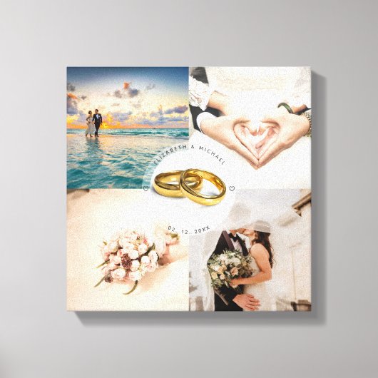 Newlyweds Couple Wedding Anniversary Foto Collage Leinwanddruck (Vorderseite)