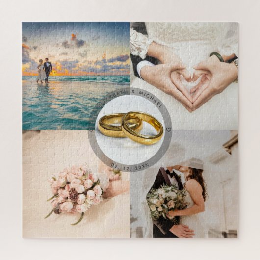 Newlyweds Couple Wedding Anniversary Foto Collage Puzzle (Vertikal)