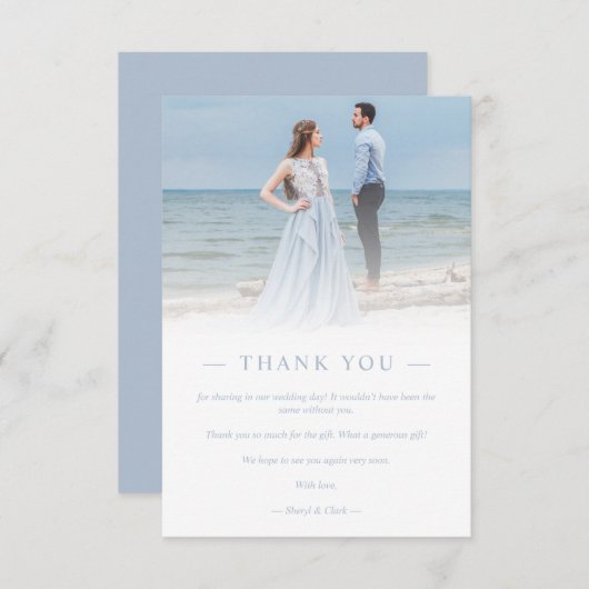 Newlyweds Custom Photo Transparency Simple Script Dankeskarte (Vorne/Hinten)