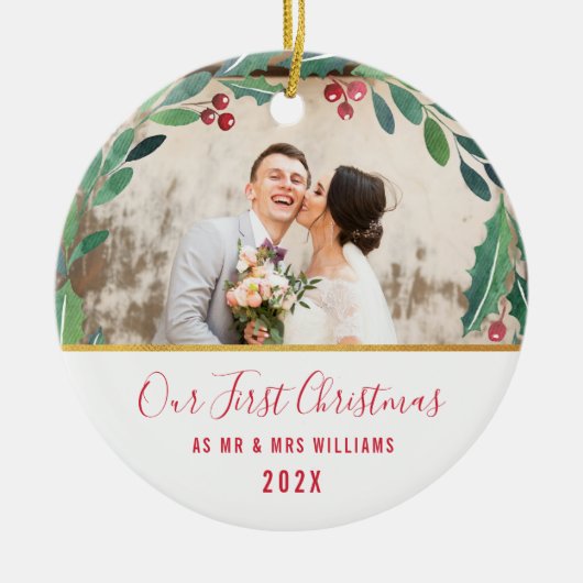 Newlyweds first christmas keramik ornament (Vorne)