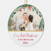 Newlyweds first christmas keramik ornament (Links)