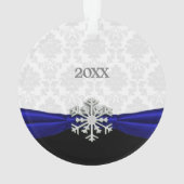Newlywed's First Christmas Royal Blue Ribbon Ornament (Rückseite)