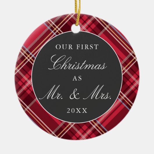 Newlyweds First Christmas Tartan | FOTO Keramik Ornament (Vorne)