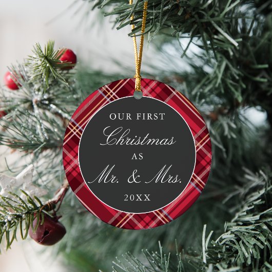 Newlyweds First Christmas Tartan | FOTO Keramik Ornament