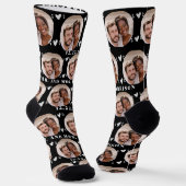 Newlyweds Foto Pattern Black Wedding Socken (Gewinkelt)